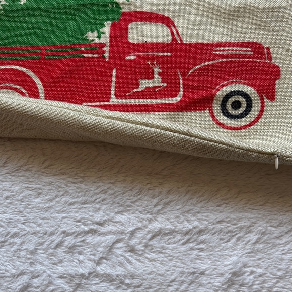 Christmas Farmhouse Throw Pillow Covers Set - Red Plaid & Cream Truck - Picture 8 of 10